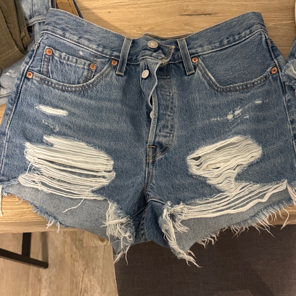Levi's Ripped Blue Jean Shorts